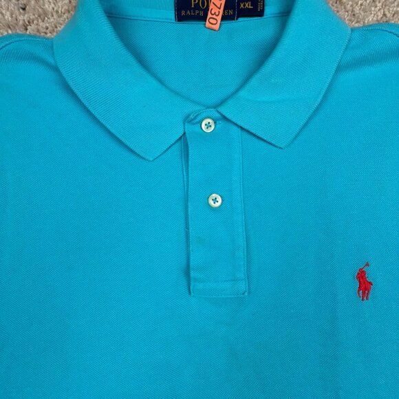 Polo Ralph Lauren Mens Polo Shirt Short Sleeve Pony Logo Size 2XL Light Blue - Picture 8 of 9